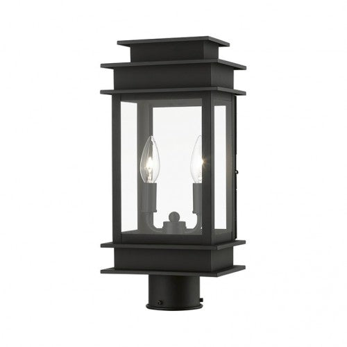 Outdoor Landscape Lighting LED 12V Low Voltage Princeton Outdoor Classics 2 E12 Candelabra Base Light Bulb Socket Outdoor Post Top Lantern 16.75"x7.5"x5.5" Solid Brass Lantern and Clear Glass 120V for Garden, Exterior Posts - 2015 Black