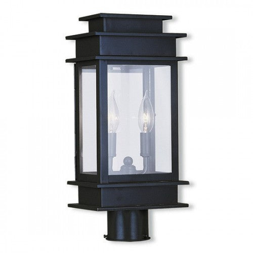 Outdoor Landscape Lighting LED 12V Low Voltage Princeton Outdoor Classics 2 E12 Candelabra Base Light Bulb Socket Outdoor Post Top Lantern 16.75"x7.5"x5.5" Solid Brass Lantern and Clear Glass 120V for Garden, Exterior Posts - 2015 Bronze