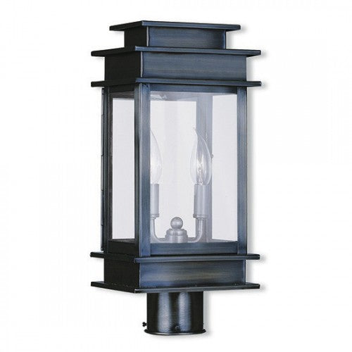 Outdoor Landscape Lighting LED 12V Low Voltage Princeton Outdoor Classics 2 E12 Candelabra Base Light Bulb Socket Outdoor Post Top Lantern 16.75"x7.5"x5.5" Solid Brass Lantern and Clear Glass 120V for Garden, Exterior Posts - 2015 Vintage Pewter