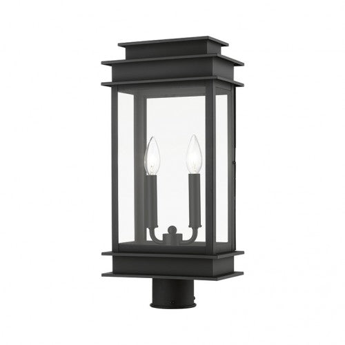 Outdoor Landscape Lighting LED 12V Low Voltage Princeton Outdoor Classics 2 E12 Candelabra Base Light Bulb Socket Outdoor Post Top Lantern 20.5"x9.5"x5.5" Solid Brass Lantern and Clear Glass with Black Brass Finish 120V for Garden, Exterior Posts - 2017-04