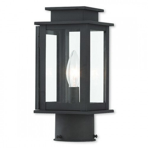 Outdoor Landscape Lighting LED 12V Low Voltage Princeton Outdoor Classics 1 E12 Candelabra Base Light Bulb Socket Outdoor Post Top Lantern 10.5"x4.75"x4.75" Solid Brass Lantern and Clear Glass with Bronze Finish 120V for Garden, Exterior Posts - 20201-07