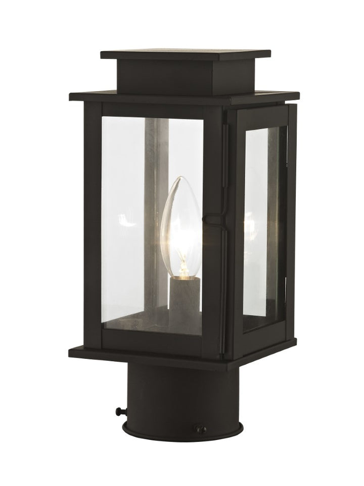 Outdoor Landscape Lighting LED 12V Low Voltage Princeton Outdoor Classics 1 E12 Candelabra Base Light Bulb Socket Outdoor Post Top Lantern 10.5"x4.75"x4.75" Solid Brass Lantern and Clear Glass with Bronze Finish 120V for Garden, Exterior Posts - 20201-07