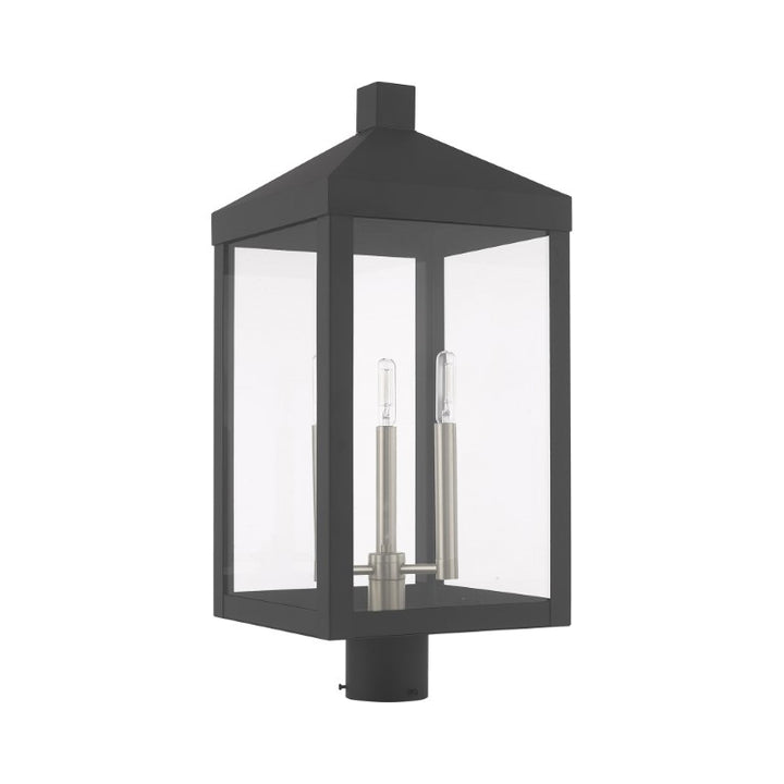 Outdoor Landscape Lighting LED 12V Low Voltage Nyack Outdoor Classics 1 E12 Candelabra Base Light Bulb Socket Large Outdoor Post Top Lantern 24"x10.5"x10.5" Solid Brass Lantern and Clear Glass with Bronze Finish 120V for Garden, Exterior Post - 20586-76