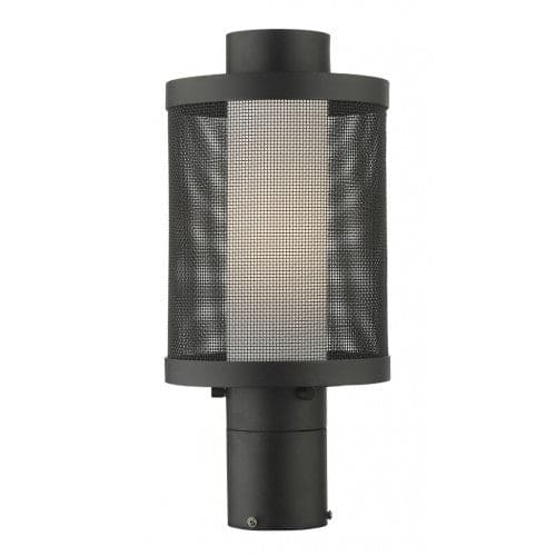 Outdoor Landscape Lighting LED 12V Low Voltage Nottingham Medium Base Light Bulb Socket Medium Outdoor Post Top Lantern Stainless Steel and Textured Black Stainless Steel Mesh with Satin Opal White Glass 120V for Garden, Exterior Post - 20684-14