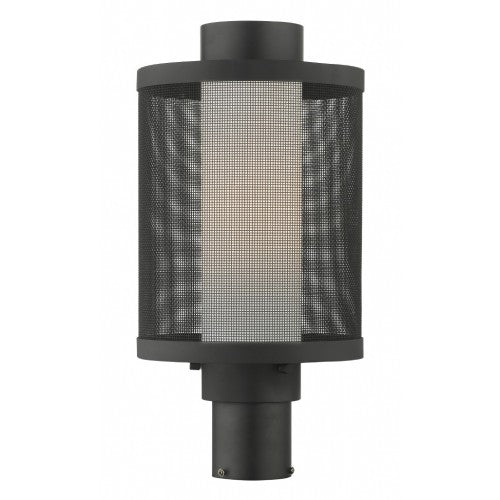 Outdoor Landscape Lighting LED 12V Low Voltage Nottingham Medium Base Light Bulb Socket Large Outdoor Post Top Lantern Stainless Steel and Textured Black Stainless Steel Mesh with Satin Opal White Glass 120V for Garden, Exterior Post - 20686-14
