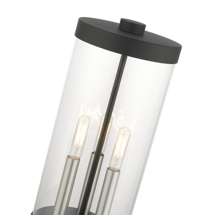 Outdoor Landscape Lighting LED 12V Low Voltage Hillcrest Candelabra Base Light Bulb Socket Large Outdoor Post Top Lantern 6.5" x 20.25"Stainless Steel and Clear Glass and Textured Black Finish 120V for Garden, Exterior Post - 20728-14