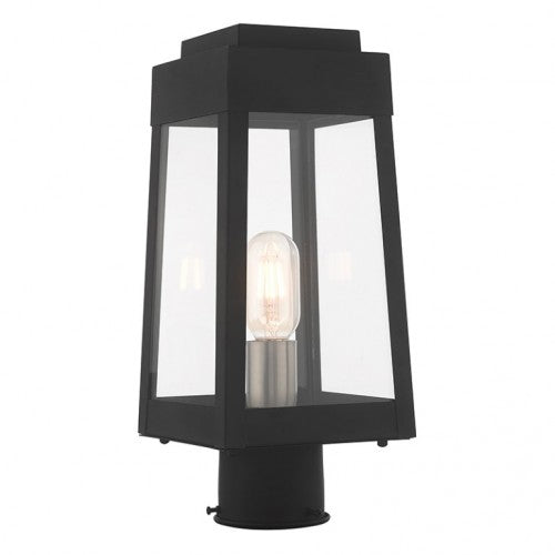 Outdoor Landscape Lighting LED 12V Low Voltage Oslo Medium Base Light Bulb Socket Small Outdoor Post Top Lantern 6.25" x 6.25" x 15.25" Solid Brass and Clear Glass 120V for Garden, Exterior Post - 20853-04