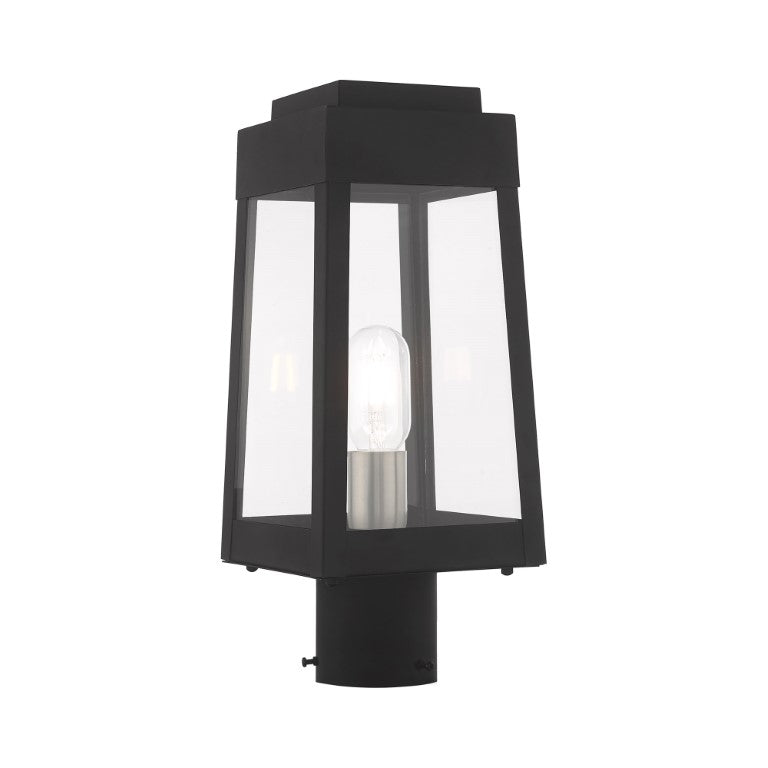 Outdoor Landscape Lighting LED 12V Low Voltage Oslo Medium Base Light Bulb Socket Small Outdoor Post Top Lantern 6.25" x 6.25" x 15.25" Solid Brass and Clear Glass 120V for Garden, Exterior Post - 20853-04