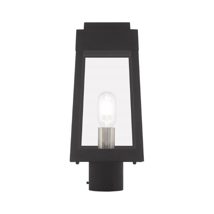 Outdoor Landscape Lighting LED 12V Low Voltage Oslo Medium Base Light Bulb Socket Small Outdoor Post Top Lantern 6.25" x 6.25" x 15.25" Solid Brass and Clear Glass 120V for Garden, Exterior Post - 20853-04