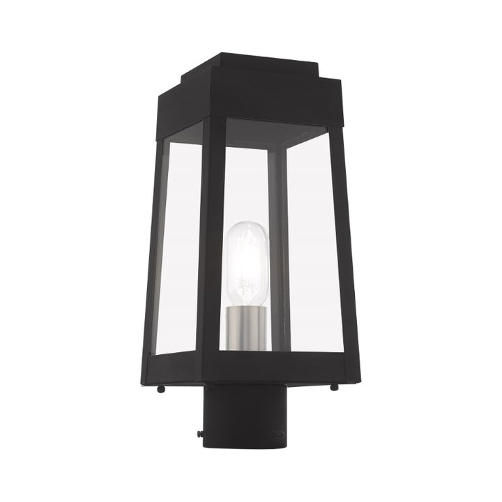 Outdoor Landscape Lighting LED 12V Low Voltage Oslo Medium Base Light Bulb Socket Small Outdoor Post Top Lantern 6.25" x 6.25" x 15.25" Solid Brass and Clear Glass 120V for Garden, Exterior Post - 20853-04