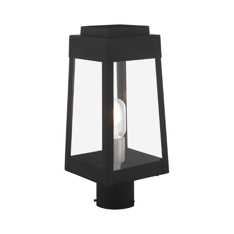 Outdoor Landscape Lighting LED 12V Low Voltage Oslo Medium Base Light Bulb Socket Small Outdoor Post Top Lantern 6.25" x 6.25" x 15.25" Solid Brass and Clear Glass 120V for Garden, Exterior Post - 20853-04