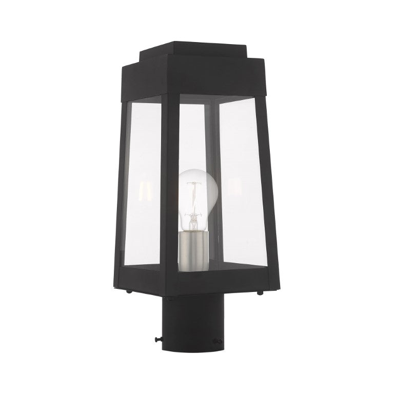 Outdoor Landscape Lighting LED 12V Low Voltage Oslo Medium Base Light Bulb Socket Small Outdoor Post Top Lantern 6.25" x 6.25" x 15.25" Solid Brass and Clear Glass 120V for Garden, Exterior Post - 20853-04
