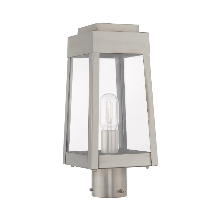 Outdoor Landscape Lighting LED 12V Low Voltage Oslo Medium Base Light Bulb Socket Small Outdoor Post Top Lantern 6.25" x 6.25" x 15.25" Solid Brass and Clear Glass 120V for Garden, Exterior Post - 20853-91