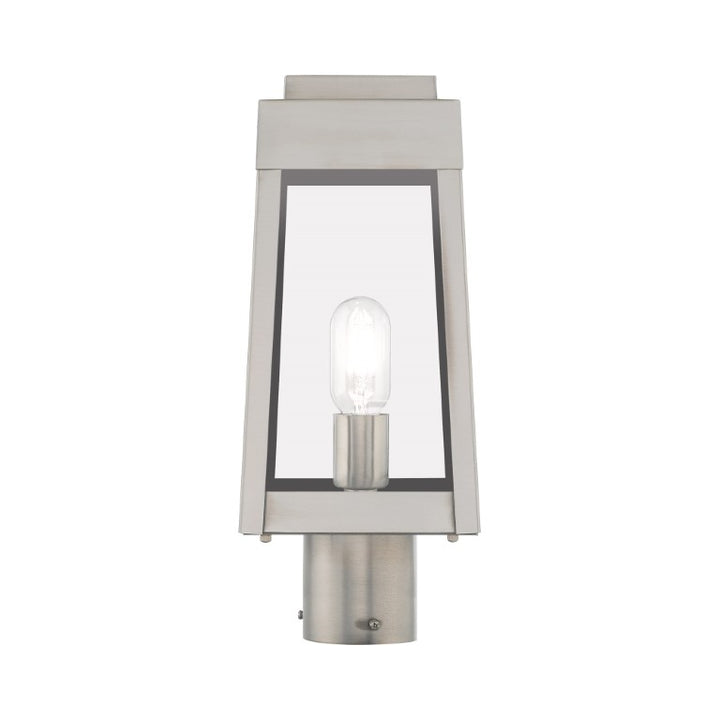 Outdoor Landscape Lighting LED 12V Low Voltage Oslo Medium Base Light Bulb Socket Small Outdoor Post Top Lantern 6.25" x 6.25" x 15.25" Solid Brass and Clear Glass 120V for Garden, Exterior Post - 20853-91