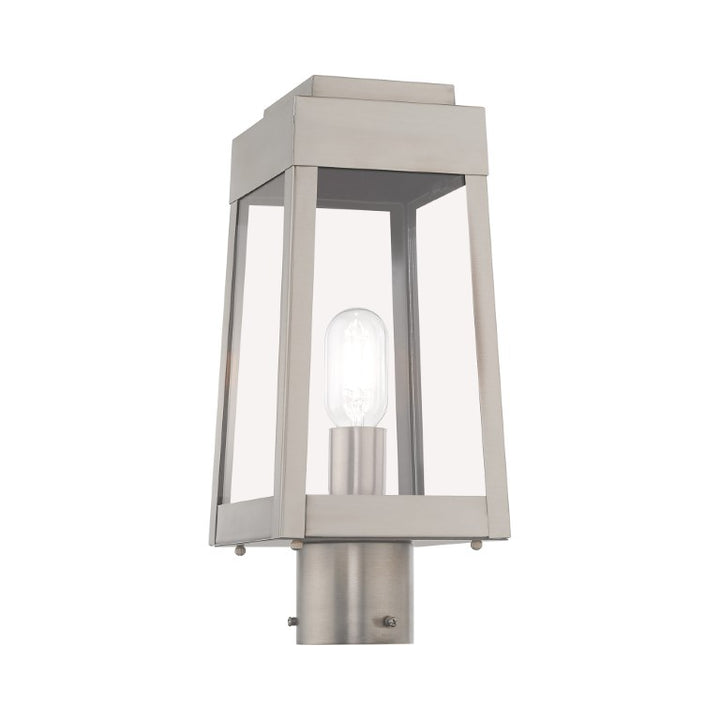 Outdoor Landscape Lighting LED 12V Low Voltage Oslo Medium Base Light Bulb Socket Small Outdoor Post Top Lantern 6.25" x 6.25" x 15.25" Solid Brass and Clear Glass 120V for Garden, Exterior Post - 20853-91