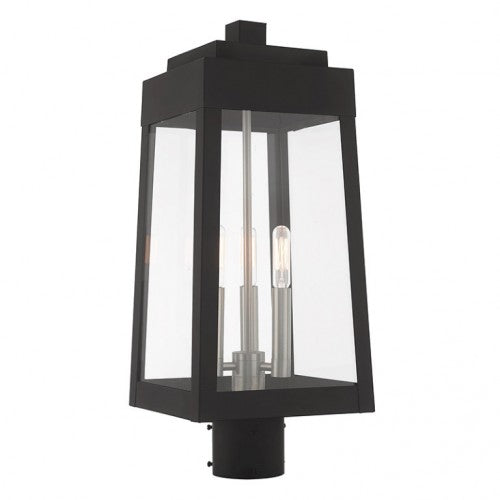 Outdoor Landscape Lighting LED 12V Low Voltage Oslo Candelabra Base Light Bulb Socket Medium Outdoor Post Top Lantern 8.25" x 8.25" x 20.375" Solid Brass and Clear Glass 120V for Garden, Exterior Post - 20856-04