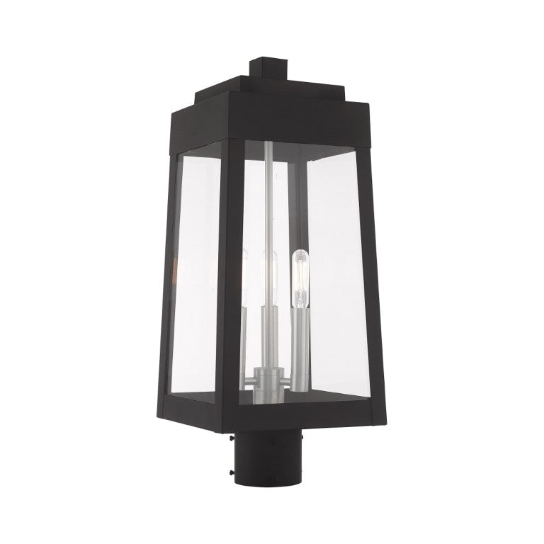 Outdoor Landscape Lighting LED 12V Low Voltage Oslo Candelabra Base Light Bulb Socket Medium Outdoor Post Top Lantern 8.25" x 8.25" x 20.375" Solid Brass and Clear Glass 120V for Garden, Exterior Post - 20856-04