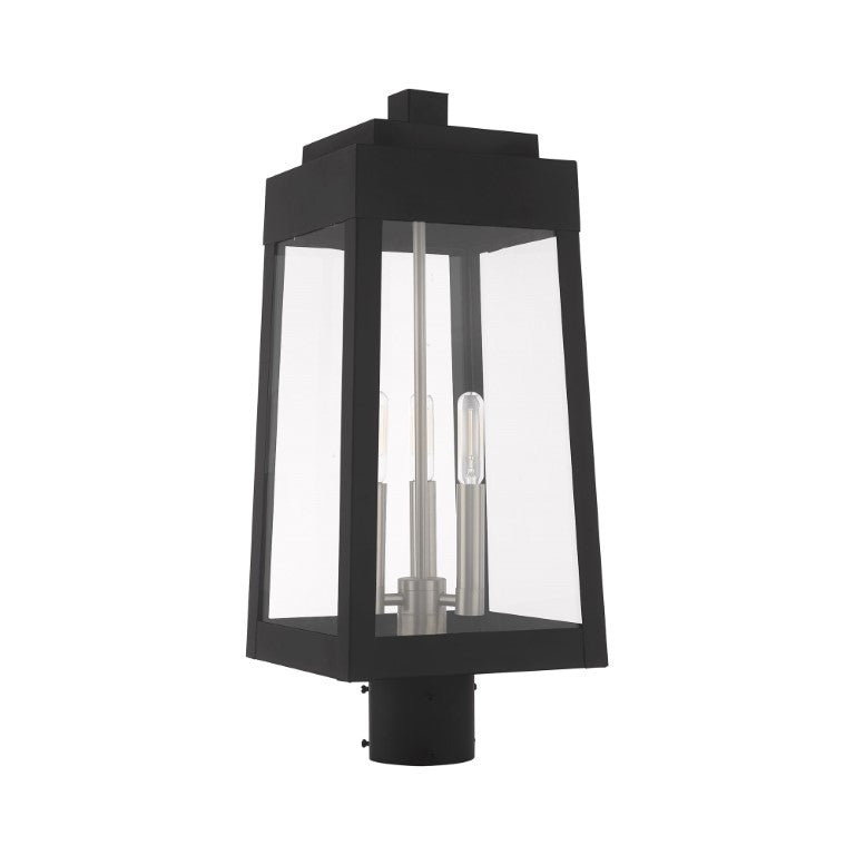 Outdoor Landscape Lighting LED 12V Low Voltage Oslo Candelabra Base Light Bulb Socket Medium Outdoor Post Top Lantern 8.25" x 8.25" x 20.375" Solid Brass and Clear Glass 120V for Garden, Exterior Post - 20856-04