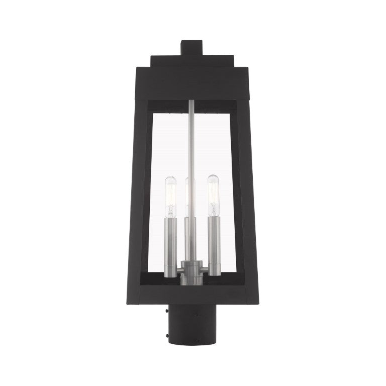 Outdoor Landscape Lighting LED 12V Low Voltage Oslo Candelabra Base Light Bulb Socket Medium Outdoor Post Top Lantern 8.25" x 8.25" x 20.375" Solid Brass and Clear Glass 120V for Garden, Exterior Post - 20856-04