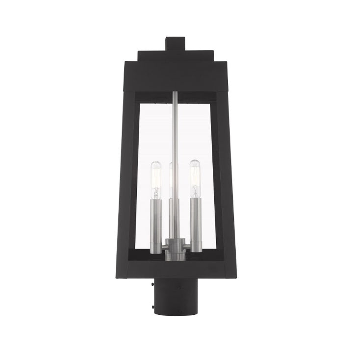 Outdoor Landscape Lighting LED 12V Low Voltage Oslo Candelabra Base Light Bulb Socket Medium Outdoor Post Top Lantern 8.25" x 8.25" x 20.375" Solid Brass and Clear Glass 120V for Garden, Exterior Post - 20856-04
