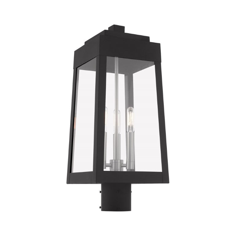 Outdoor Landscape Lighting LED 12V Low Voltage Oslo Candelabra Base Light Bulb Socket Medium Outdoor Post Top Lantern 8.25" x 8.25" x 20.375" Solid Brass and Clear Glass 120V for Garden, Exterior Post - 20856-04