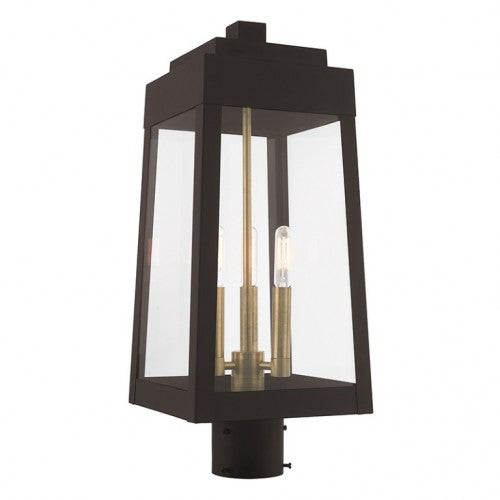 Outdoor Landscape Lighting LED 12V Low Voltage Oslo Candelabra Base Light Bulb Socket Medium Outdoor Post Top Lantern 8.25" x 8.25" x 20.375" Solid Brass and Clear Glass 120V for Garden, Exterior Post - 20856-07