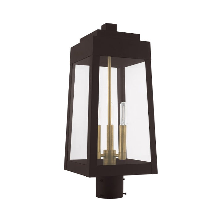 Outdoor Landscape Lighting LED 12V Low Voltage Oslo Candelabra Base Light Bulb Socket Medium Outdoor Post Top Lantern 8.25" x 8.25" x 20.375" Solid Brass and Clear Glass 120V for Garden, Exterior Post - 20856-07
