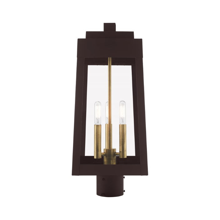Outdoor Landscape Lighting LED 12V Low Voltage Oslo Candelabra Base Light Bulb Socket Medium Outdoor Post Top Lantern 8.25" x 8.25" x 20.375" Solid Brass and Clear Glass 120V for Garden, Exterior Post - 20856-07