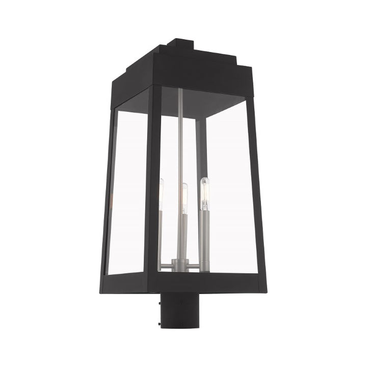 Outdoor Landscape Lighting LED 12V Low Voltage Oslo Candelabra Base Light Bulb Socket Large Outdoor Post Top Lantern 10.5" x 10.5" x 24.75" Solid Brass and Clear Glass, Black Finish 120V for Garden, Exterior Post - 20859-04