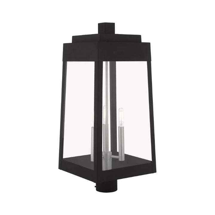 Outdoor Landscape Lighting LED 12V Low Voltage Oslo Candelabra Base Light Bulb Socket Large Outdoor Post Top Lantern 10.5" x 10.5" x 24.75" Solid Brass and Clear Glass, Black Finish 120V for Garden, Exterior Post - 20859-04