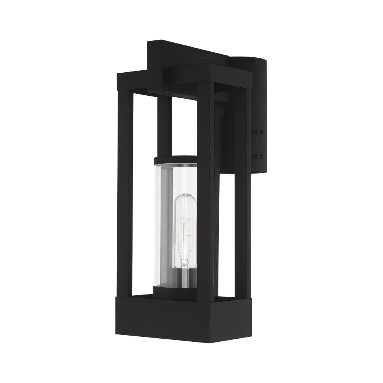 Outdoor Landscape Lighting LED 12V Low Voltage Delancey Medium Base Light Bulb Socket Medium Outdoor Post Top Lantern 9.125" x 6.25" x 15.125" Solid Brass and Cylinder Clear Glass, Black Finish 120V for Garden, Exterior Post - 20994-04