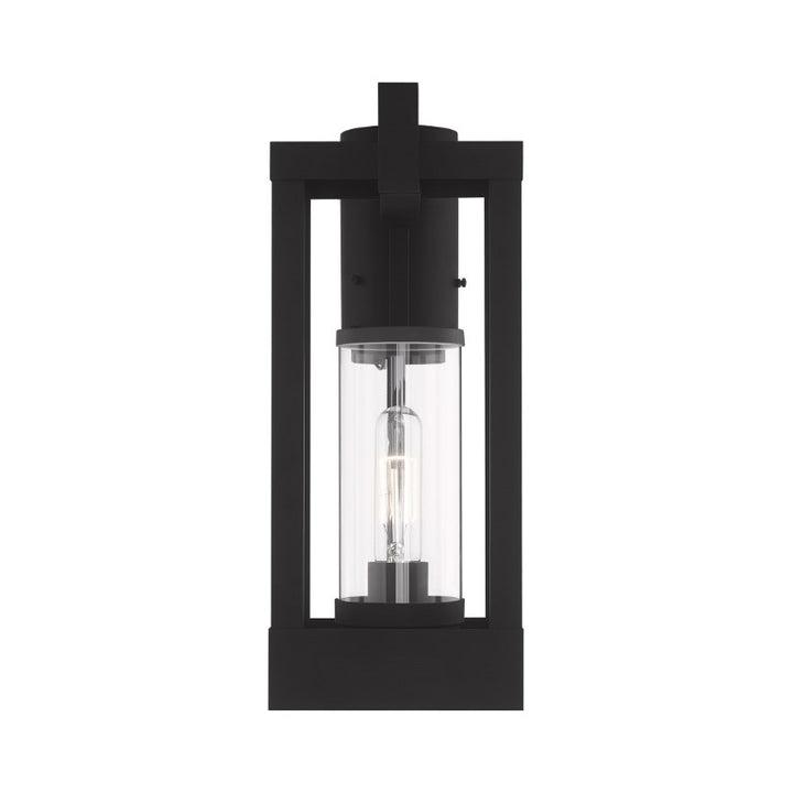 Outdoor Landscape Lighting LED 12V Low Voltage Delancey Medium Base Light Bulb Socket Medium Outdoor Post Top Lantern 9.125" x 6.25" x 15.125" Solid Brass and Cylinder Clear Glass, Black Finish 120V for Garden, Exterior Post - 20994-04