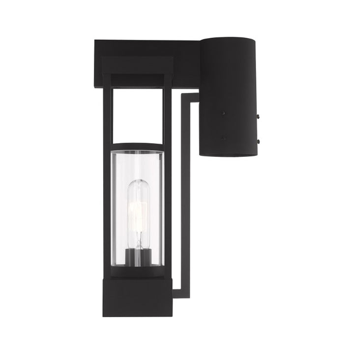 Outdoor Landscape Lighting LED 12V Low Voltage Delancey Medium Base Light Bulb Socket Medium Outdoor Post Top Lantern 9.125" x 6.25" x 15.125" Solid Brass and Cylinder Clear Glass, Black Finish 120V for Garden, Exterior Post - 20994-04