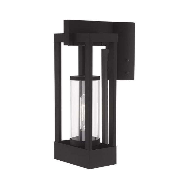 Outdoor Landscape Lighting LED 12V Low Voltage Delancey Medium Base Light Bulb Socket Medium Outdoor Post Top Lantern 9.125" x 6.25" x 15.125" Solid Brass and Cylinder Clear Glass, Black Finish 120V for Garden, Exterior Post - 20994-04