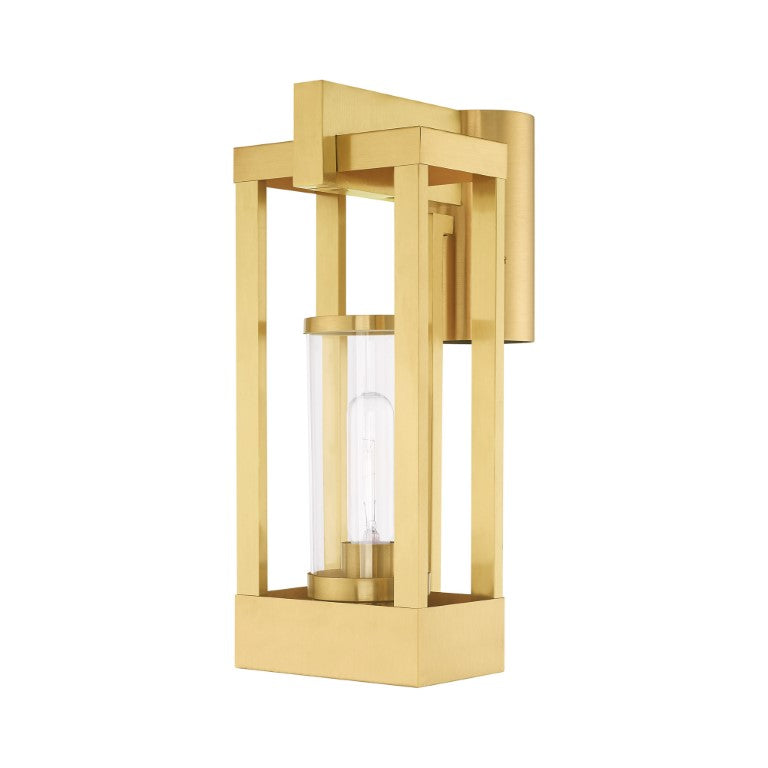 Outdoor Landscape Lighting LED 12V Low Voltage Delancey Medium Base Light Bulb Socket Medium Outdoor Post Top Lantern 9.125" x 6.25" x 15.125" Solid Brass and Cylinder Clear Glass, Satin Brass Finish 120V for Garden, Exterior Post - 20994-12