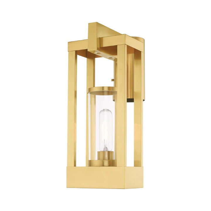 Outdoor Landscape Lighting LED 12V Low Voltage Delancey Medium Base Light Bulb Socket Medium Outdoor Post Top Lantern 9.125" x 6.25" x 15.125" Solid Brass and Cylinder Clear Glass, Satin Brass Finish 120V for Garden, Exterior Post - 20994-12