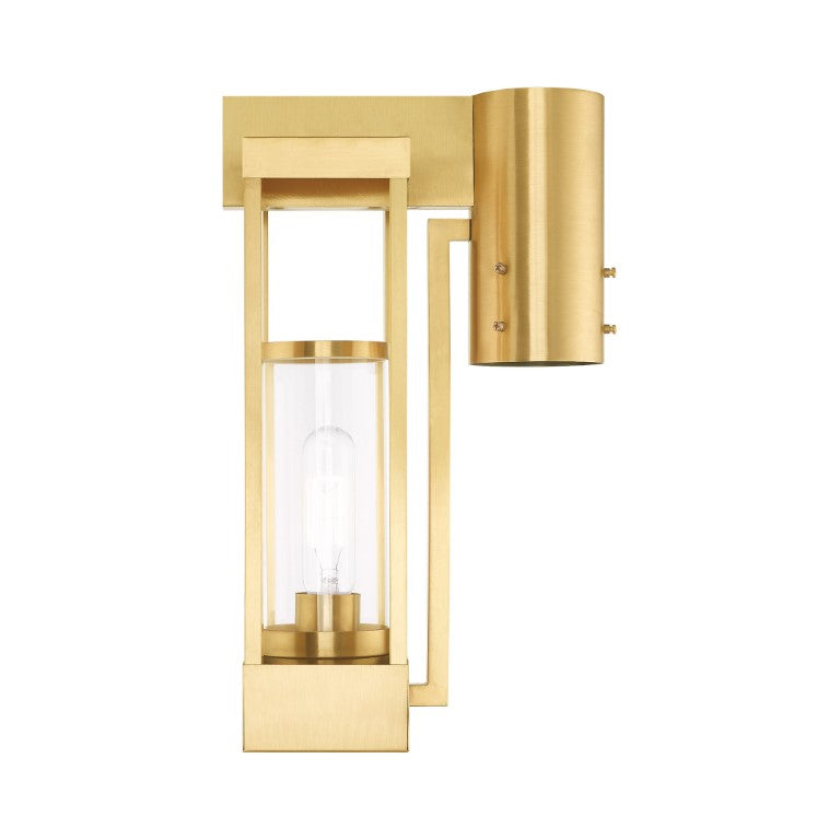 Outdoor Landscape Lighting LED 12V Low Voltage Delancey Medium Base Light Bulb Socket Medium Outdoor Post Top Lantern 9.125" x 6.25" x 15.125" Solid Brass and Cylinder Clear Glass, Satin Brass Finish 120V for Garden, Exterior Post - 20994-12
