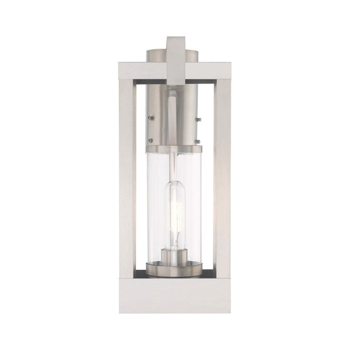 Outdoor Landscape Lighting LED 12V Low Voltage Delancey Medium Base Light Bulb Socket Medium Outdoor Post Top Lantern 9.125" x 6.25" x 15.125" Solid Brass and Cylinder Clear Glass, Brushed Nickel Finish 120V for Garden, Exterior Post - 20994-91