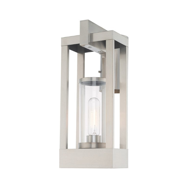 Outdoor Landscape Lighting LED 12V Low Voltage Delancey Medium Base Light Bulb Socket Medium Outdoor Post Top Lantern 9.125" x 6.25" x 15.125" Solid Brass and Cylinder Clear Glass, Brushed Nickel Finish 120V for Garden, Exterior Post - 20994-91