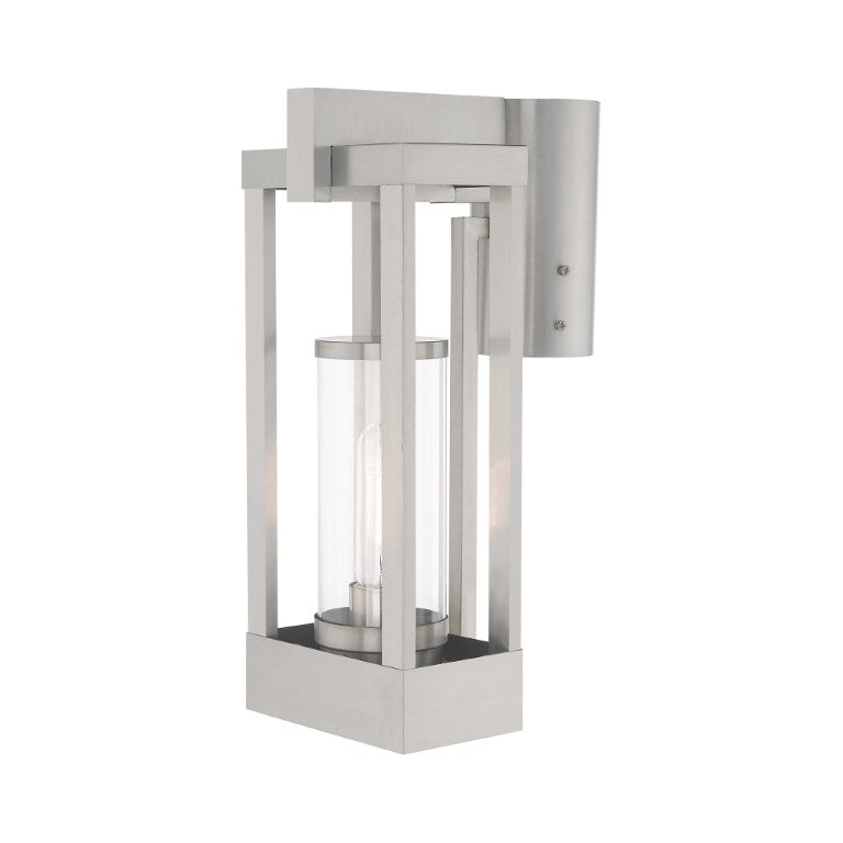 Outdoor Landscape Lighting LED 12V Low Voltage Delancey Medium Base Light Bulb Socket Medium Outdoor Post Top Lantern 9.125" x 6.25" x 15.125" Solid Brass and Cylinder Clear Glass, Brushed Nickel Finish 120V for Garden, Exterior Post - 20994-91
