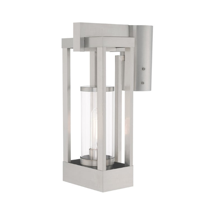 Outdoor Landscape Lighting LED 12V Low Voltage Delancey Medium Base Light Bulb Socket Medium Outdoor Post Top Lantern 9.125" x 6.25" x 15.125" Solid Brass and Cylinder Clear Glass, Brushed Nickel Finish 120V for Garden, Exterior Post - 20994-91