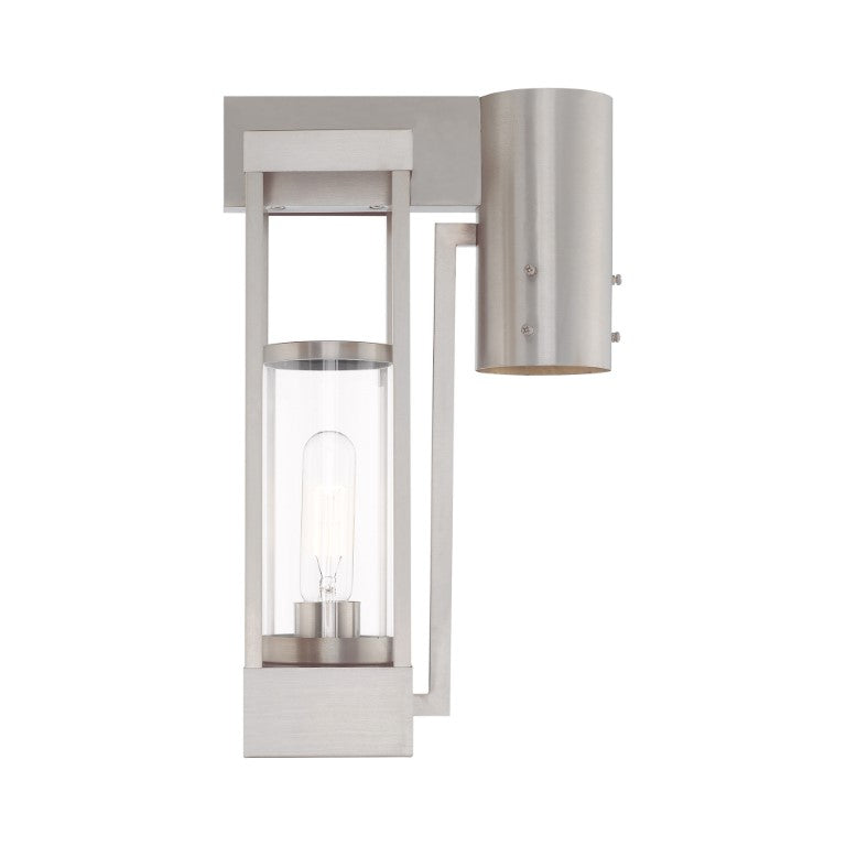 Outdoor Landscape Lighting LED 12V Low Voltage Delancey Medium Base Light Bulb Socket Medium Outdoor Post Top Lantern 9.125" x 6.25" x 15.125" Solid Brass and Cylinder Clear Glass, Brushed Nickel Finish 120V for Garden, Exterior Post - 20994-91