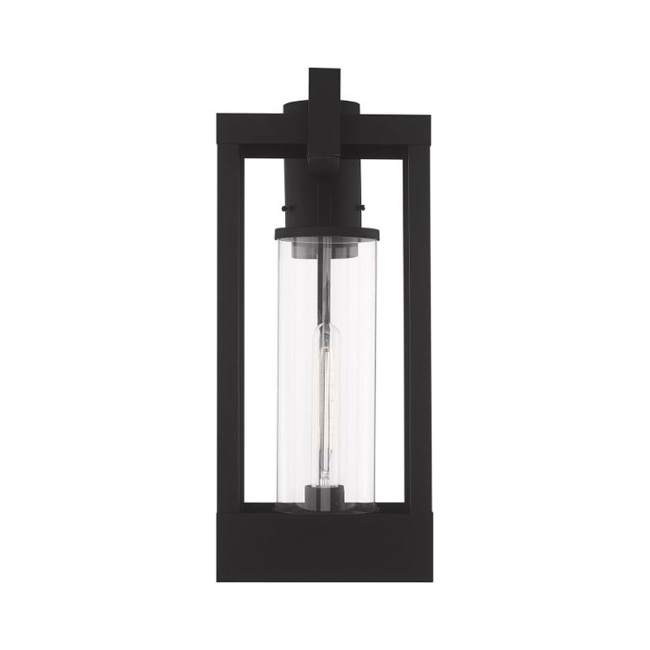 Outdoor Landscape Lighting LED 12V Low Voltage Delancey Medium Base Light Bulb Socket Medium Outdoor Post Top Lantern 10.125" x 8" x 18.875" Solid Brass and Cylinder Clear Glass, Black Finish 120V for Garden, Exterior Post - 20996-04