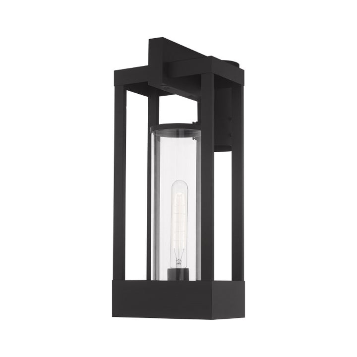 Outdoor Landscape Lighting LED 12V Low Voltage Delancey Medium Base Light Bulb Socket Medium Outdoor Post Top Lantern 10.125" x 8" x 18.875" Solid Brass and Cylinder Clear Glass, Black Finish 120V for Garden, Exterior Post - 20996-04