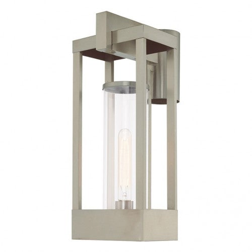 Outdoor Landscape Lighting LED 12V Low Voltage Delancey Medium Base Light Bulb Socket Medium Outdoor Post Top Lantern 10.125" x 8" x 18.875" Solid Brass and Cylinder Clear Glass, Brushed Nickel Finish 120V for Garden, Exterior Post - 20996-91
