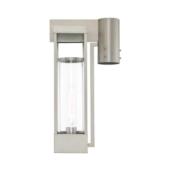 Outdoor Landscape Lighting LED 12V Low Voltage Delancey Medium Base Light Bulb Socket Medium Outdoor Post Top Lantern 10.125" x 8" x 18.875" Solid Brass and Cylinder Clear Glass, Brushed Nickel Finish 120V for Garden, Exterior Post - 20996-91