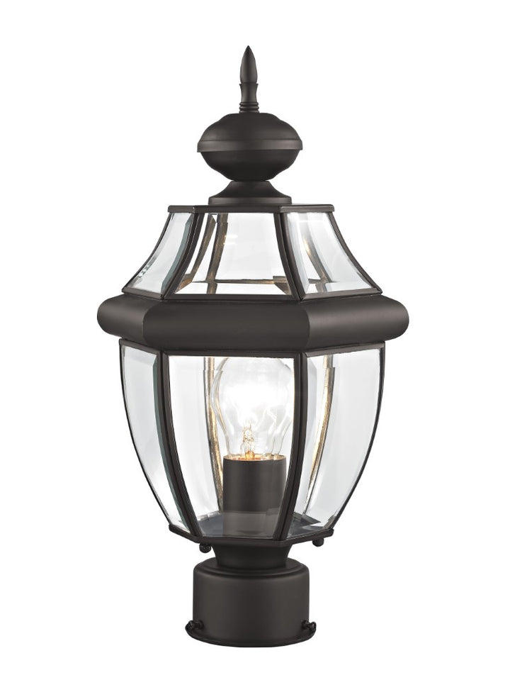 Outdoor Landscape Lighting LED 12V Low Voltage Monterey Medium Base Light Bulb Socket Small Outdoor Post Top Lantern 16.5" x 8.5" Hand Crafted Solid Brass and Clear Beveled Glass, Bronze Finish 120V for Garden, Exterior Post - 2153-07