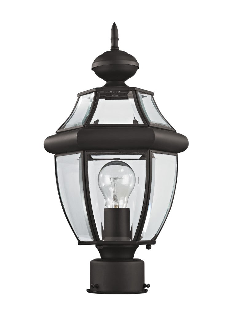 Outdoor Landscape Lighting LED 12V Low Voltage Monterey Medium Base Light Bulb Socket Small Outdoor Post Top Lantern 16.5" x 8.5" Hand Crafted Solid Brass and Clear Beveled Glass, Bronze Finish 120V for Garden, Exterior Post - 2153-07