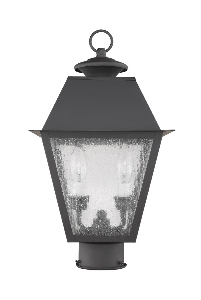 Outdoor Landscape Lighting LED 12V Low Voltage Mansfield Candelabra Base Light Bulb Socket Medium Outdoor Post Top Lantern 9" x 9" x 17" Hand Crafted Solid Brass and Seeded Glass, Bronze Finish 120V for Garden, Exterior Post - 2166-07