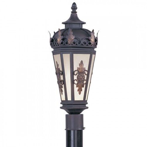 Outdoor Landscape Lighting LED 12V Low Voltage Berkshire Medium Base Light Bulb Socket Outdoor Post Top Lantern 22" x 7.5" Hand Crafted Solid Brass and Antique Honey Linen Glass, Bronze Finish 120V for Garden, Exterior Post - 2194-07
